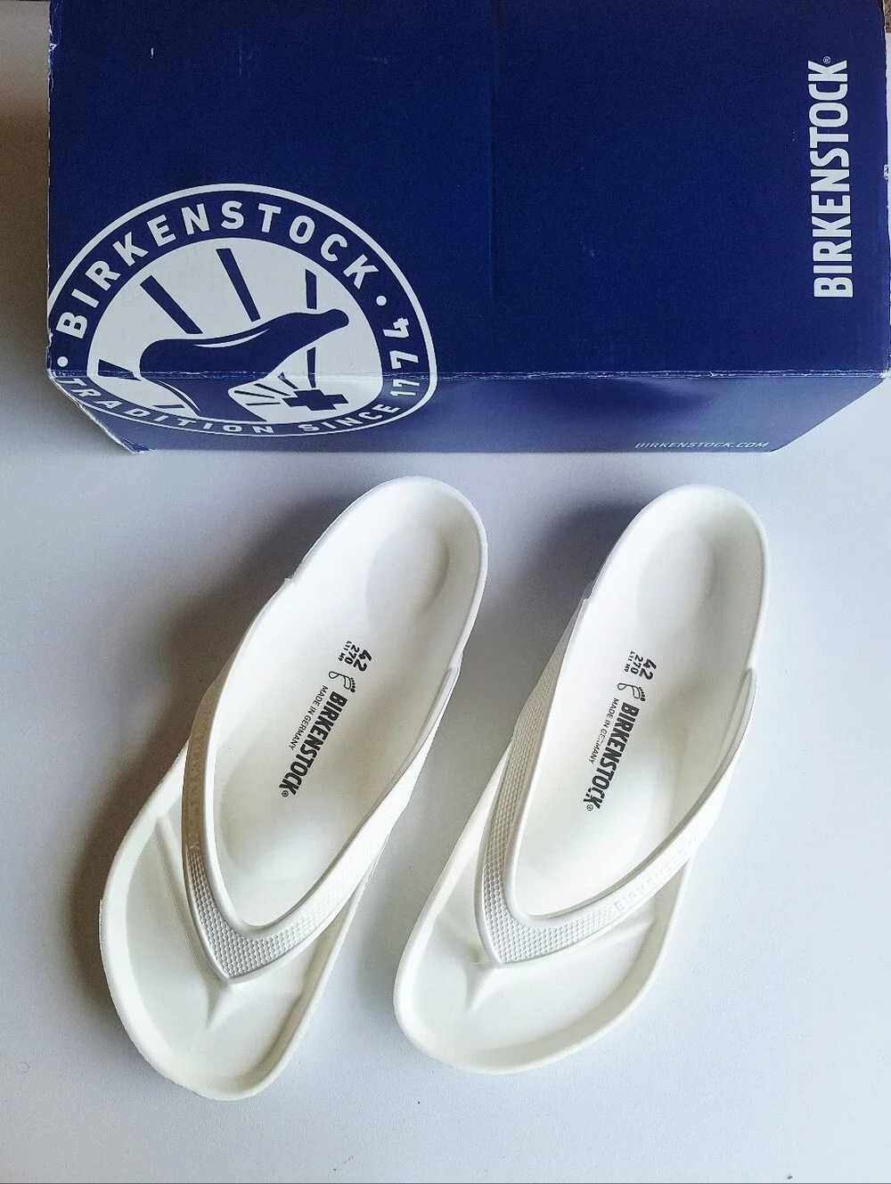 NEW Birkenstock Honolulu Thong Sandals White Men's 9 Women's 11 Made In Germany